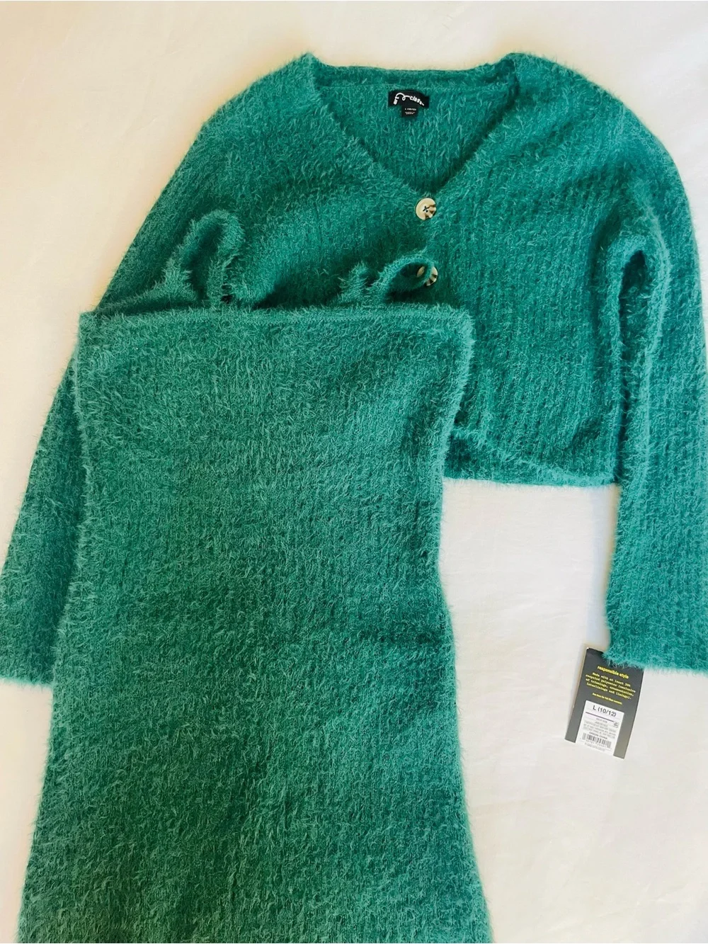 Jade Green Knit Crop Cardigan & Dress Set from Art Class, Size 10-12 (L) Girls